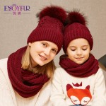 ENJOYFUR women hat and scarf set for girl wool knitted baby hat girl female winter scarf cotton caps children boy Parental suit