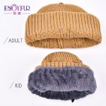 ENJOYFUR women hat and scarf set for girl wool knitted baby hat girl female winter scarf cotton caps children boy Parental suit