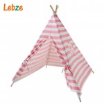 Children's Tent Cotton Canvas Pink Stripes Play Tent For Kids Teepee Playhouse For Princess Tipi Toys For Christmas Gifts