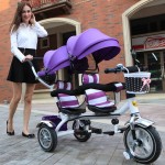 Anti UV Sunshade Twins Baby Stroller Double Tricycle Trolley Rotating Swivel Seat Prams Two Baby Carriage Carrier Buggies