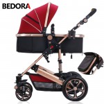 Bedora High Landscape Baby Stroller Four Seasons kids For 0-3 Years Old  Multi-Position Adjustment trolley 9 Gifts