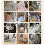 newborn baby cradle, princess baby bassinet bed with 4 universal wheels, baby rocking crib can push anywhere, musical baby bed