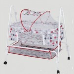 Baby cradle bed, multifunctional baby rocking bed, baby hammock swing with 4 wheels, baby cradle with mosquito net