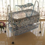 Baby cradle bed, multifunctional baby rocking bed, baby hammock swing with 4 wheels, baby cradle with mosquito net